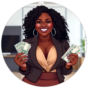 Illustrated founder smiling and holding cash in both hands